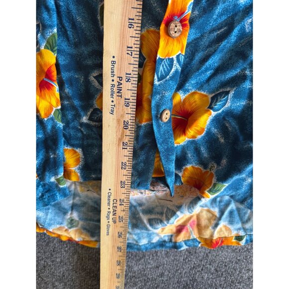 Vintage Hawaiian Print Shirt With Tropical Beach Scene & Palm Trees Button-Up Sh - Picture 11 of 12